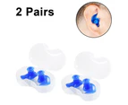 Swimming Earplugs, 2-Pairs Pack Waterproof Reusable Silicone Swimming Ear Plugs for Swimming Showering Bathing Surfing Snorkeling -Blue