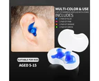 Swimming Earplugs, 2-Pairs Pack Waterproof Reusable Silicone Swimming Ear Plugs for Swimming Showering Bathing Surfing Snorkeling -Blue