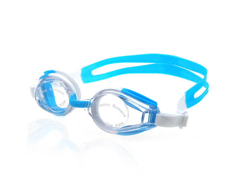 Adult Swimming Goggles Silicone Anti-Fog and Waterproof Swimming Goggles - UV Protection - Soft Silicone Seals - Blue white