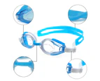 Adult Swimming Goggles Silicone Anti-Fog and Waterproof Swimming Goggles - UV Protection - Soft Silicone Seals - Blue white