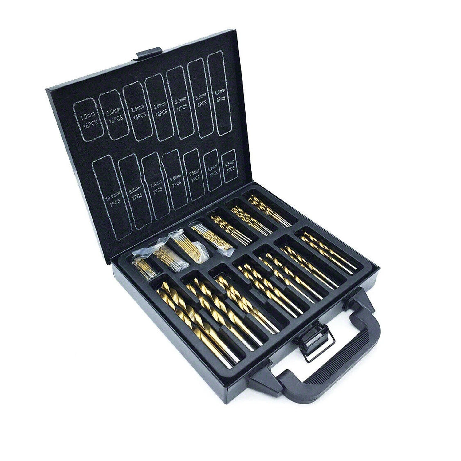 99Pcs HSS Metric Titanium Coated Drill Bit Set Metal Wood Plastic