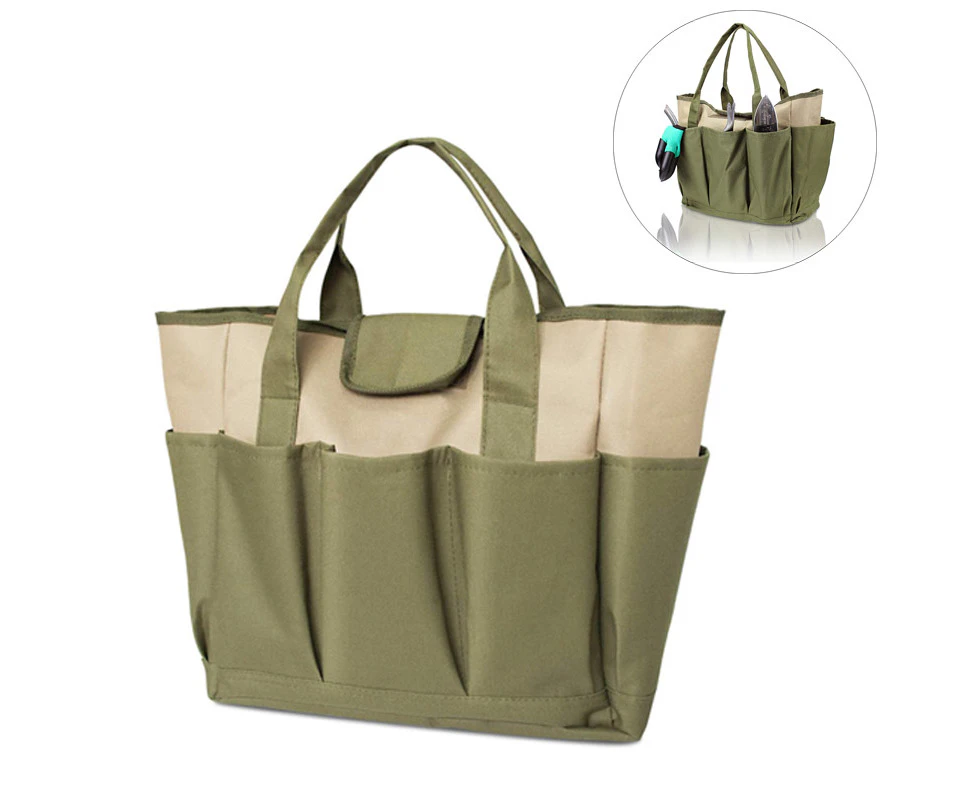 Kynup Gardening Tote Organizer with 8 Deep Pockets -Khaki