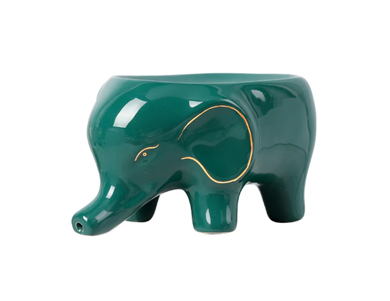 Self Draining Soap Dish Elephant Shape Ceramic No Rough Edge Soap Container Bathroom Accessories - Green