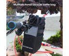 Bicycle Water Bottle Carrier Large Capacity Waterproof Nylon Bicycle Front Frame Thermal Kettle Bag for Outdoor - Black