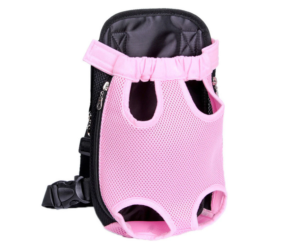 Pet Carrier Front Pack, Adjustable Pet Front Carrier Backpack Travel Bag, Legs Out, Easy-Fit Hands-Free for Traveling Hiking Camping Riding M,Pink