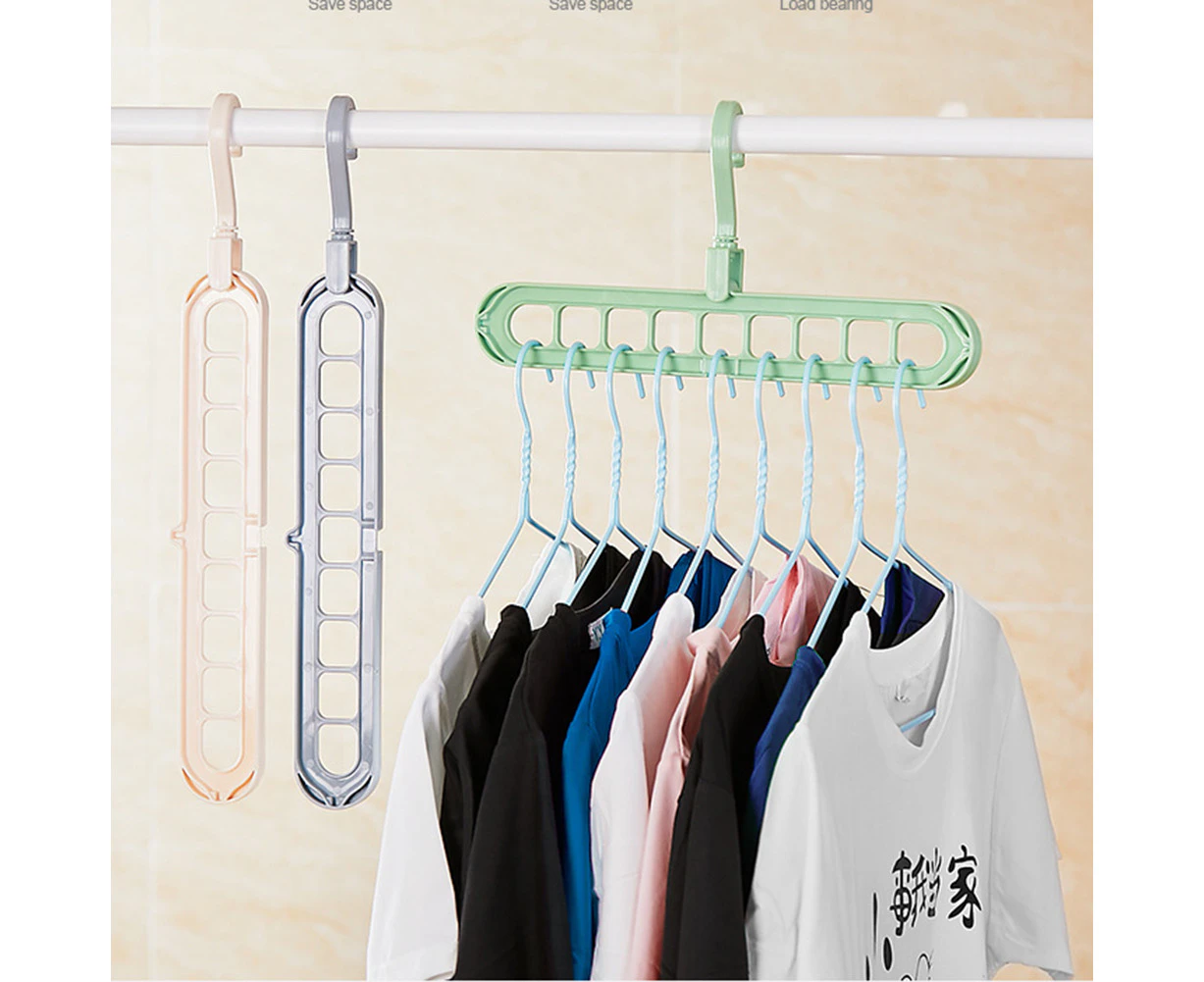 Leiou 9-Hole Space-Saving Clothes Hanger Drying Rack Hanging Hook Wardrobe Organizer-Random Color