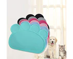 Pet Food Mat Dog Bowl Mat Cat Food Mat Water Placemat Mat Paw Shape Silicone Non-Slip Mat Washable Dog Mat for Food and Water for Floors Cleanliness,Blue