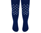 Baby Tights with Grips | Steven | Cotton Soft Anti-Slip Tights with Stars, Hearts, and Paw Patterns - Paws (Navy) - Paws (Navy)