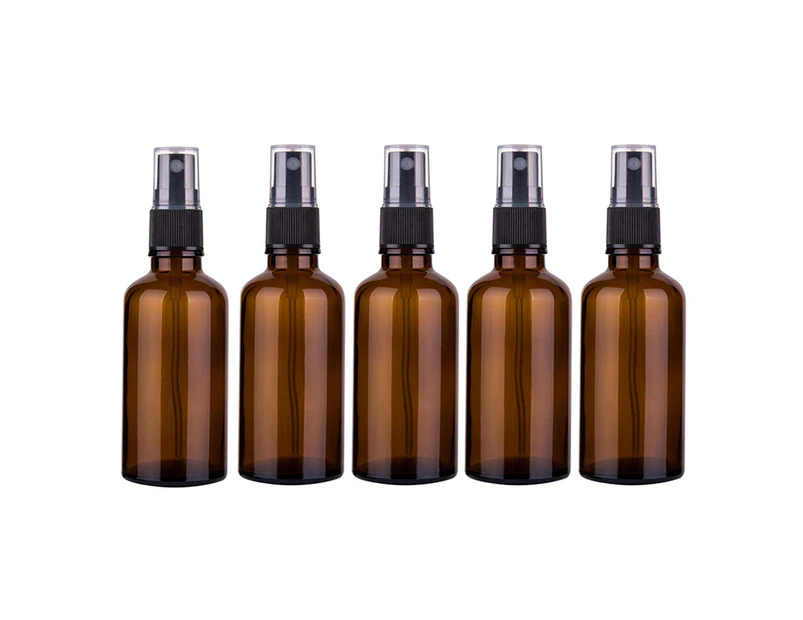 5pcs 15ml-100ml Multi Amber Glass Essential Oil Bottle Spray Bottles (Clear Lid 15ml)