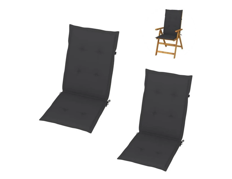 2pc Garden Chair Cushions Patio Seat Pad Long High Back 50cm Home Decor Charcoal
