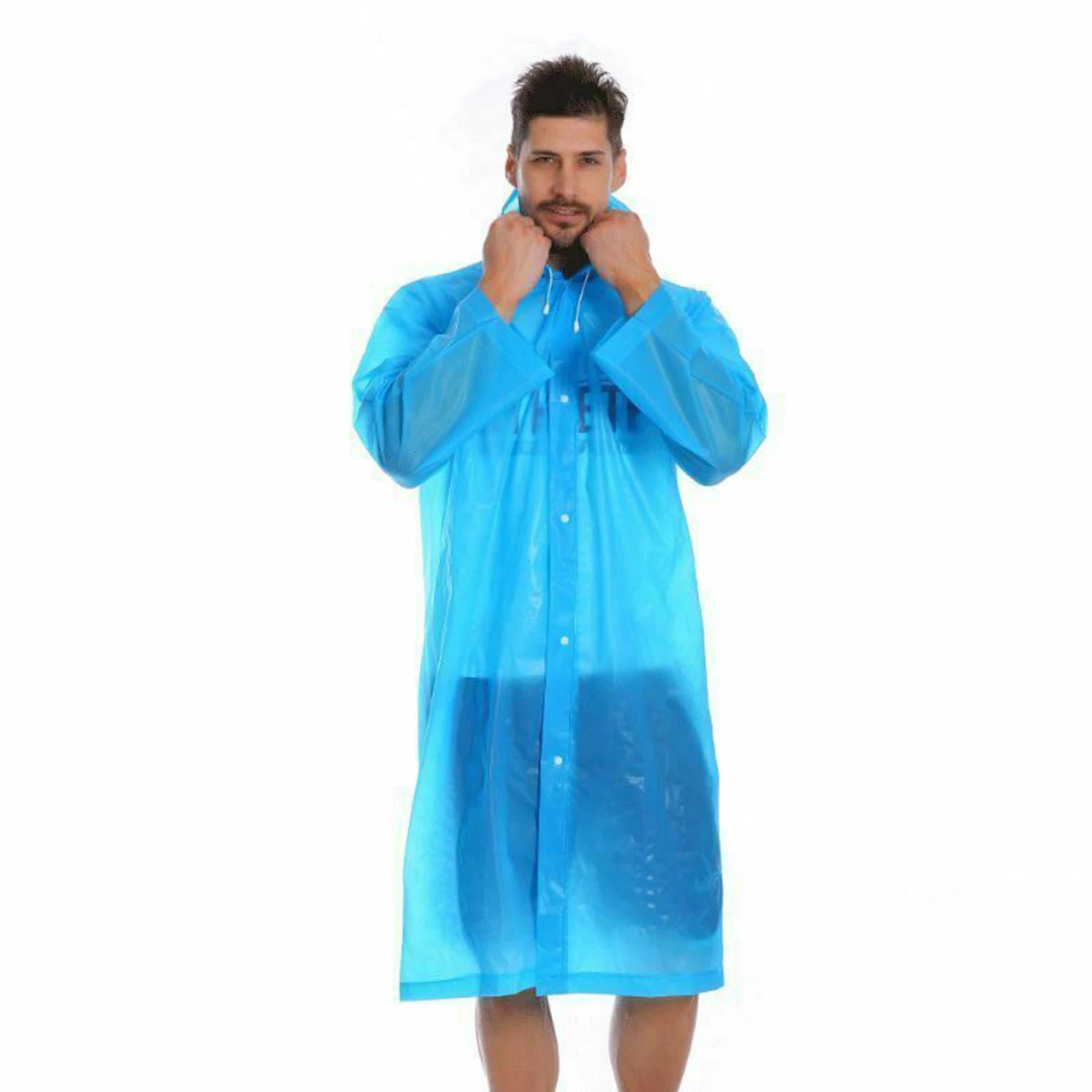 Women Men EVA Raincoat Transparent Waterproof Outdoor Travel Portable Ponchos - Blue