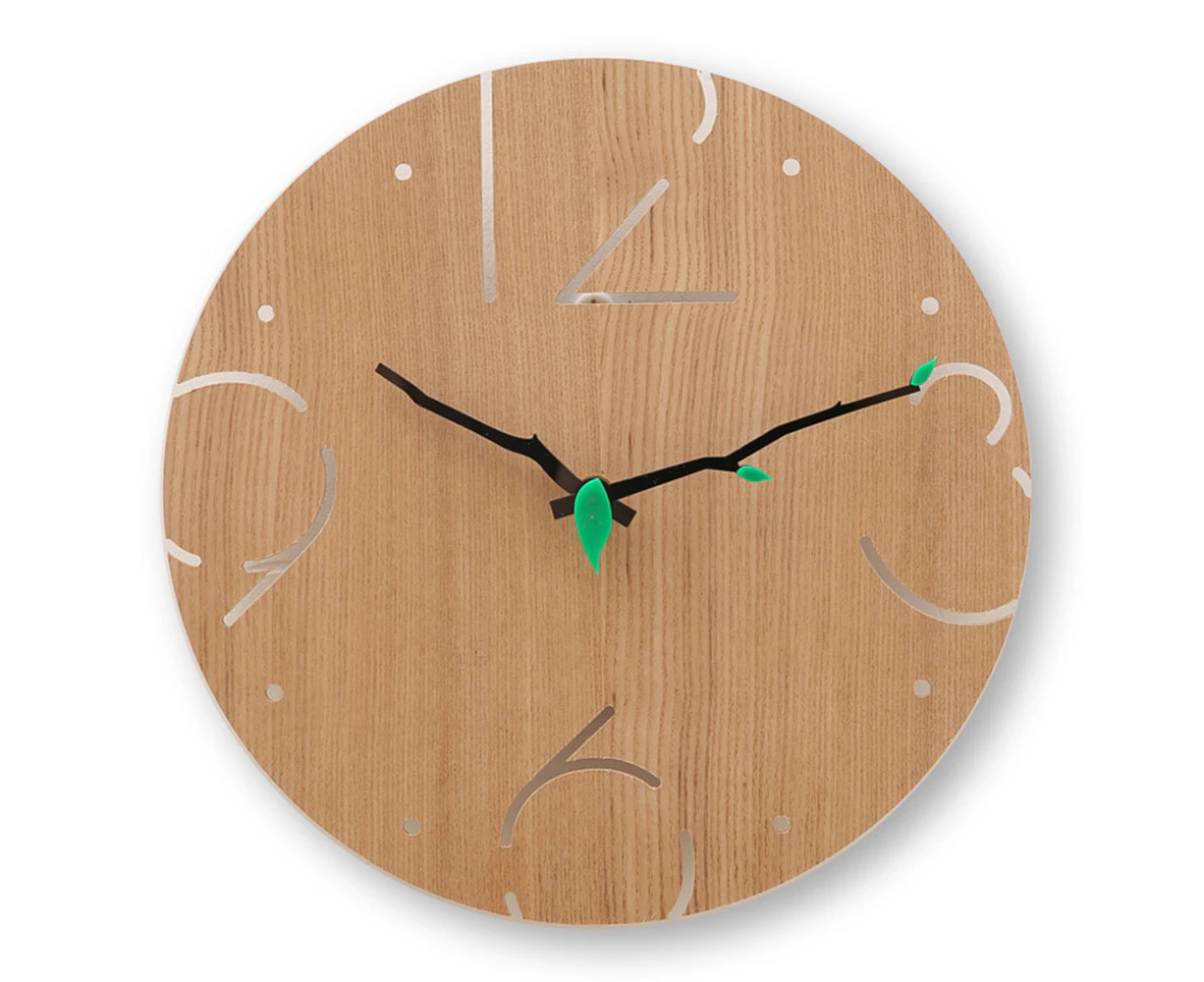 Wall clock battery powered silent ticking pastoral style wooden round farmhouse style2