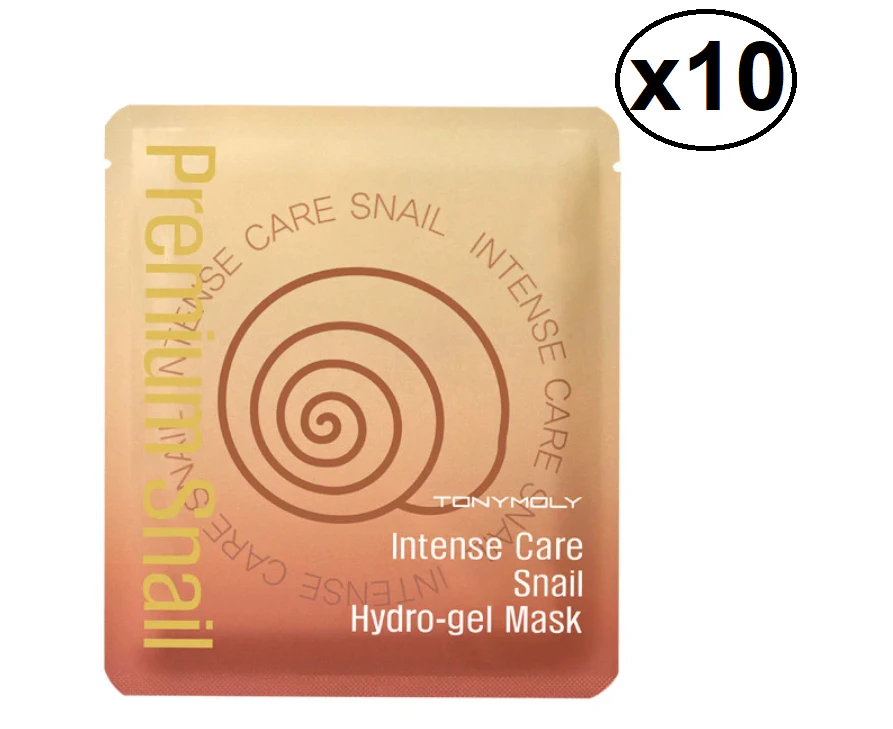 10 x Tonymoly Intense Care Snail Hydro-gel Mask - Tony Moly TolyMoly Face Sheet Hydrogel Pack Moisturising Anti-Ageing