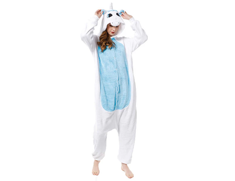 Costume Bay Adult Unisex Blue Unicorn Onesie Kigirumi Animal Pajamas Halloween Costume Jumpsuit