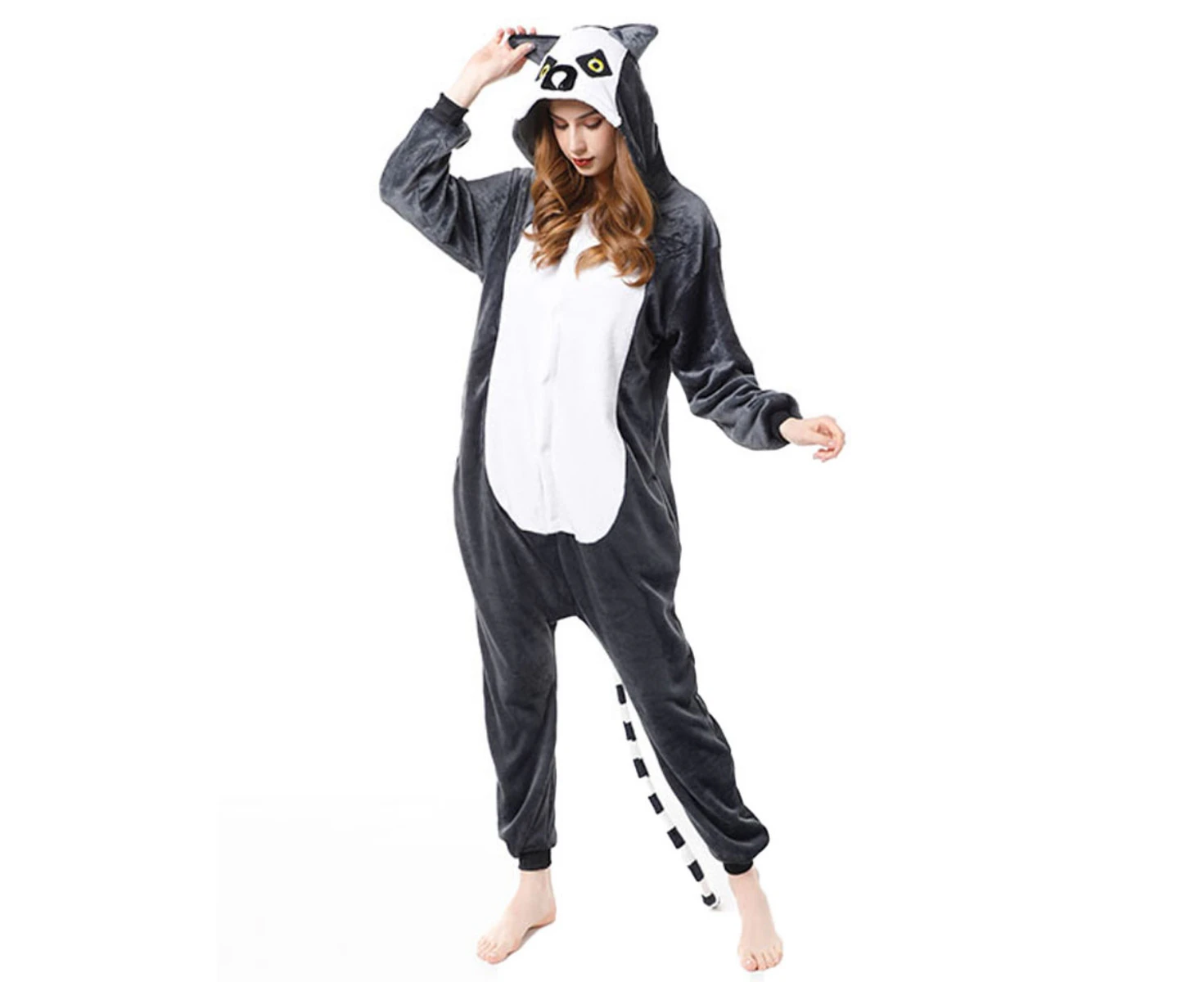 Costume Bay Adult Unisex Lemur Onesie Kigirumi Animal Pajamas Halloween Costume Jumpsuit