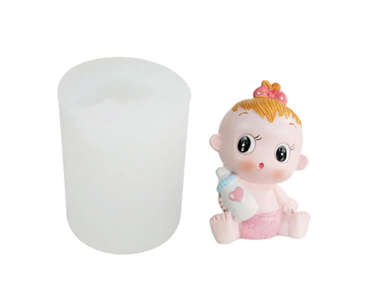 3D Newborn Baby Silicone Candle Mold for Fondant Chocolate Candy Soap Craft Baby Shower Birthday Party Cake Decoration - Baby bottle model