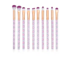 10Pcs Eyeshadow Brushes Multifunctional Marble Texture Soft Bristle Strong Powder Grip Plastic Handle Make Up Portable Professional Makeup Brushes - Purple