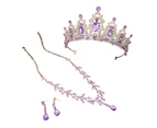 3Pcs/Set Attractive Tiara Crown Unfading Wedding Bride - Light Purple