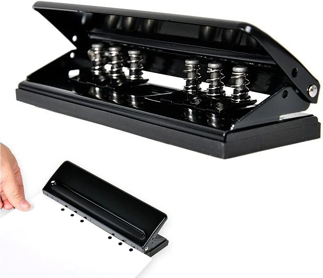 6 Hole Adjustable Metal Paper Punch A3/A4/A5/A6/B4/B5/B7 Six Ring Binder For Daily Planner, 6 Sheet Capacity