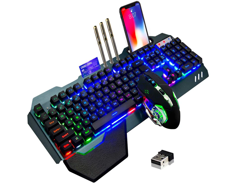 Wireless Gaming Keyboard and Mouse,Rainbow Backlit Rechargeable