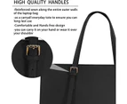 Laptop Backpack for Women Waterproof Lightweight Leather 15.6 Inch Computer Tote Bag--Black