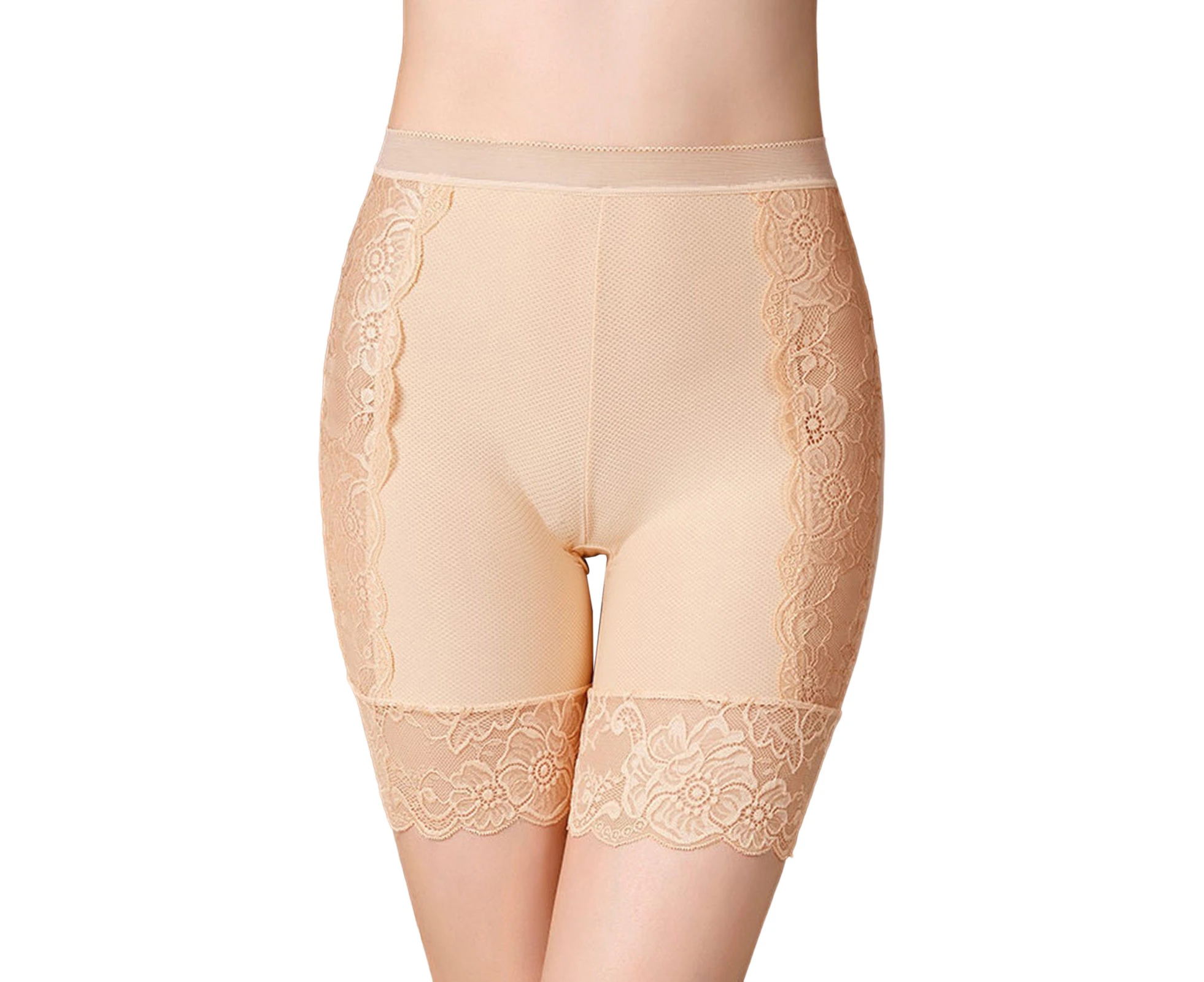 Women Safty Pants Stretchy See-through Mesh Patchwork High Waist Tummy Control Safty Shorts Female Clothes