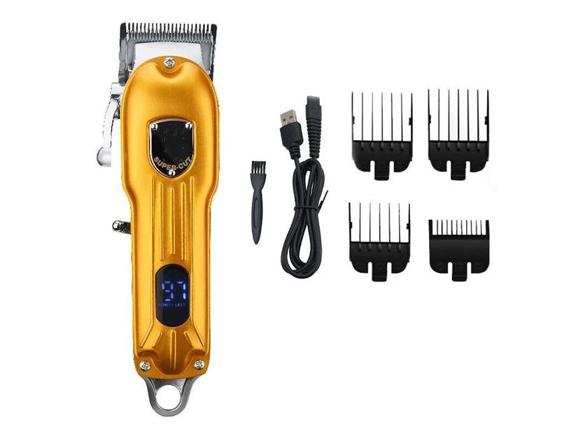 Rechargeable USB Electric Hair Clippers Shaver Beard Trimmer Professional Men Hair Cutting Machine Beard Barber Hair Cut - Gold