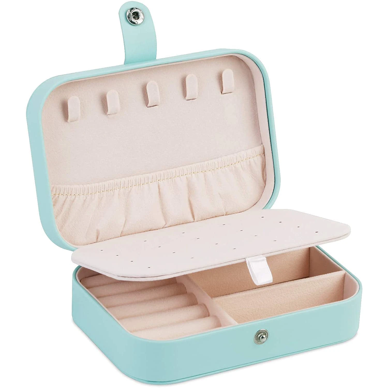 Portable Jewellery Case Box Organizer for Rings Necklace Blue