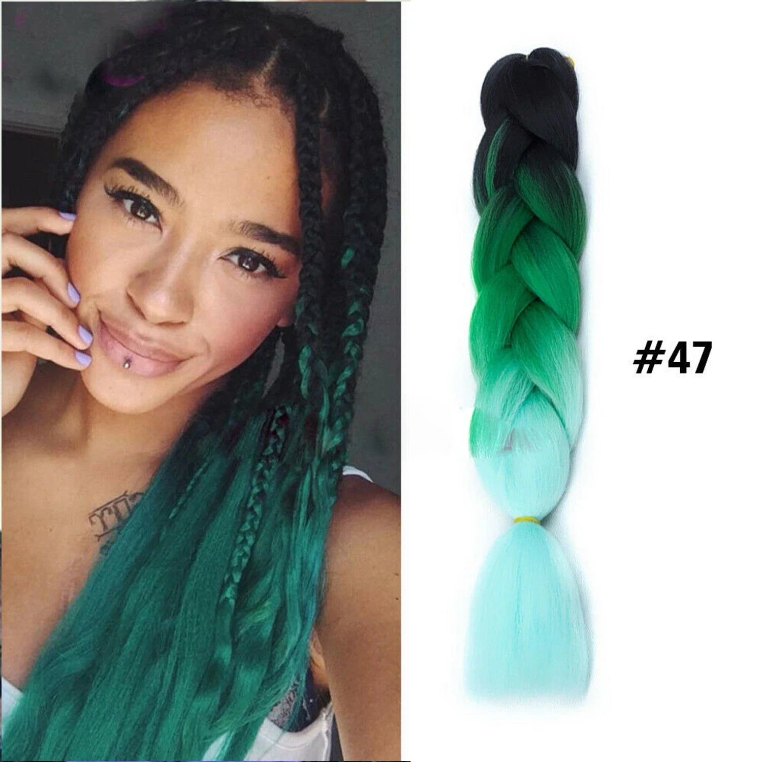 Colored Crochet Hair Extensions Kanekalon Hair Synthetic Braids Jumbo Braiding - #47