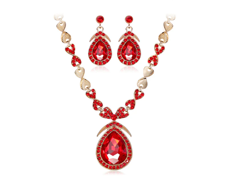 1 Set Elegant Wedding Earrings Charming Heavy Dinner Women - Red