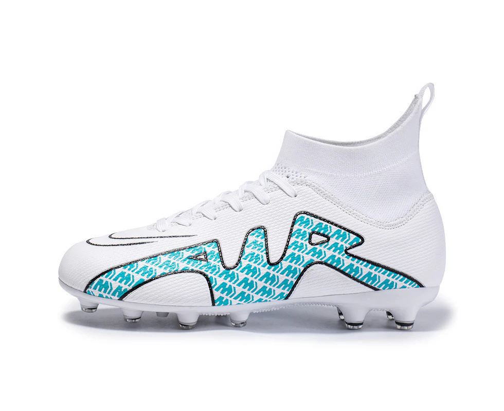 Sneakers Soccer Shoes Adult Kids Sport Footwear Cleats Grass Training Football Shoes -Blue