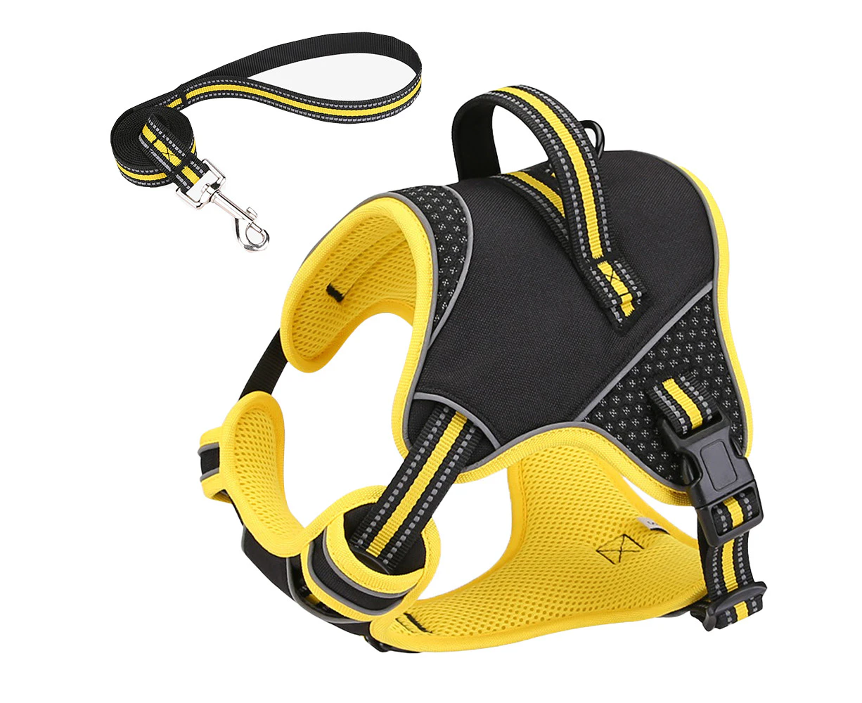 Reflective No Pull Dog Harness with Leash-Yellow