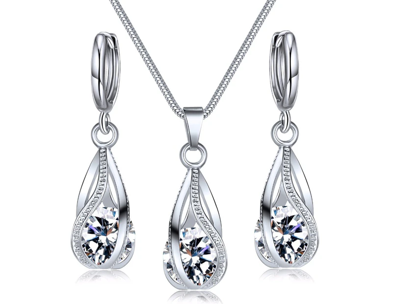 1 Set Elegant Drop Earrings Anti-rust Women Faux Crystal - White