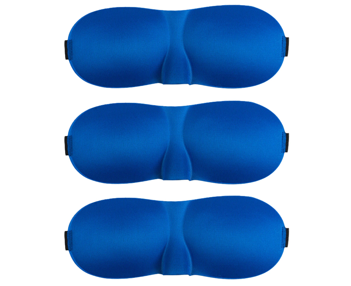 Sleep Mask Pack of 3, Light Blocking 3D Eye Masks for Sleeping, Blindfold for  Side Sleeper - Blue