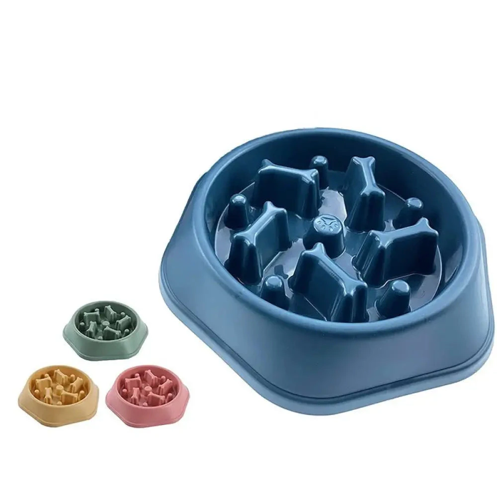 Eco-Friendly Anti-Slip Slow Eating Healthy Bone Design Food Pet Bowl For Small Medium Dogs - Blue