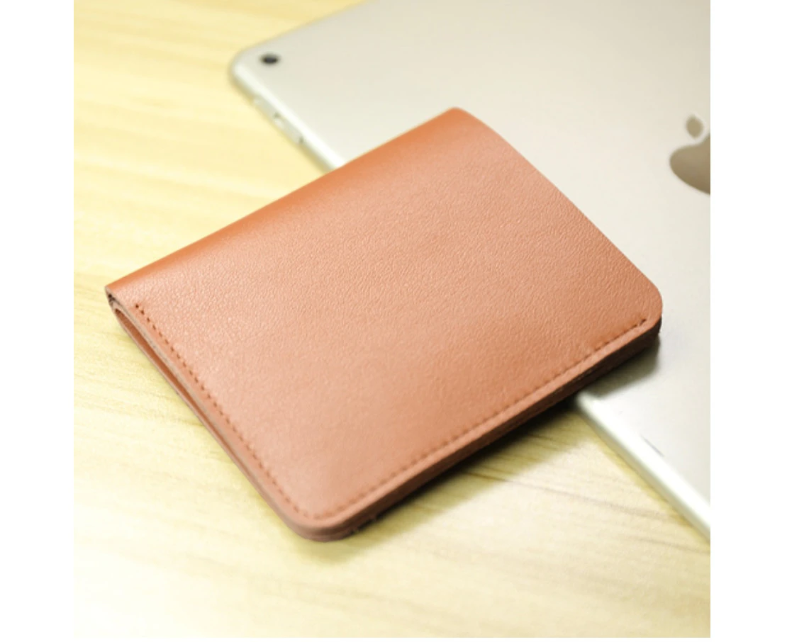 Genuine Leather Young Men small wallet Card Holder luxury designer Short Standard Wallets Casual slim money bag minimalist purse—Copper