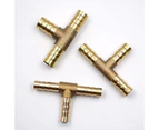 Barbed Connector Solid Brass T-hose Barbed Connector/connection Adapter For Fuel, Air, Water, Gas Oil (gold) (1pcs)