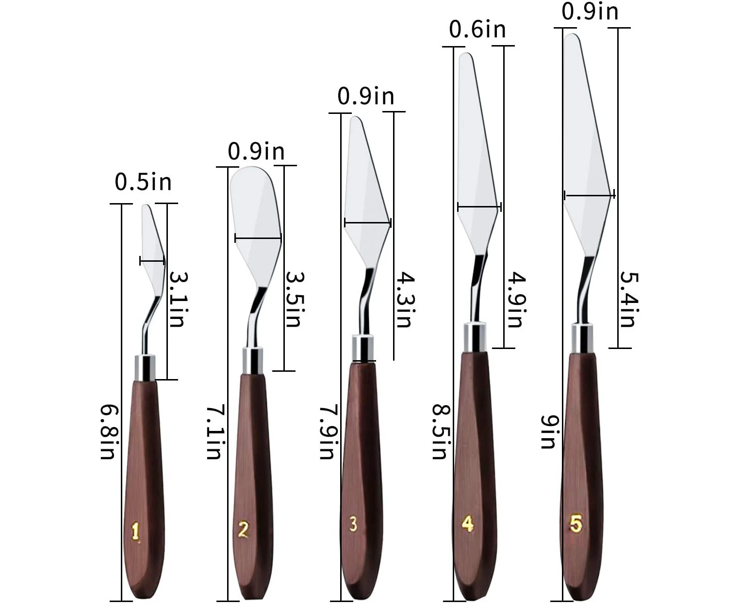 Cake Cream Spatula 5 Pieces/Set Stainless Steel Frosting Spatula Baking Pastry Tool Mixing Scraper Set Cake Decorating Scraper Cream Toner Tool