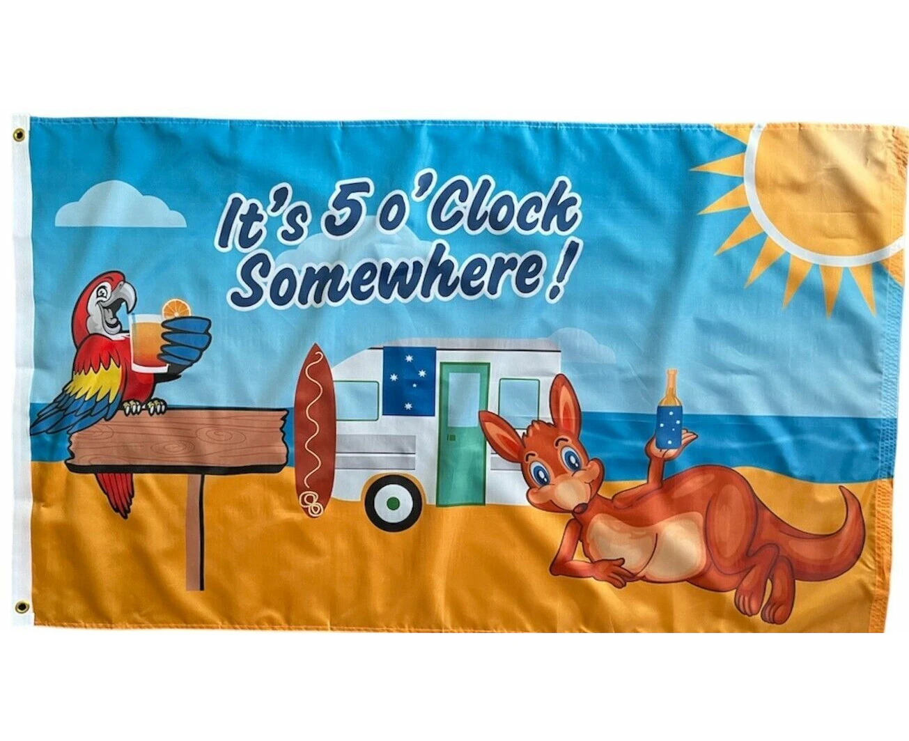 Large Its 5 O'Clock Somewhere Australian Flag Heavy Duty Outdoor 90 X 150 CM - 3ft x 5ft