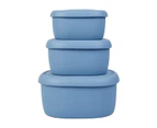 Sierra Elcio Design 3-Piece Blue Silicon Airtight Food Storage - Blue