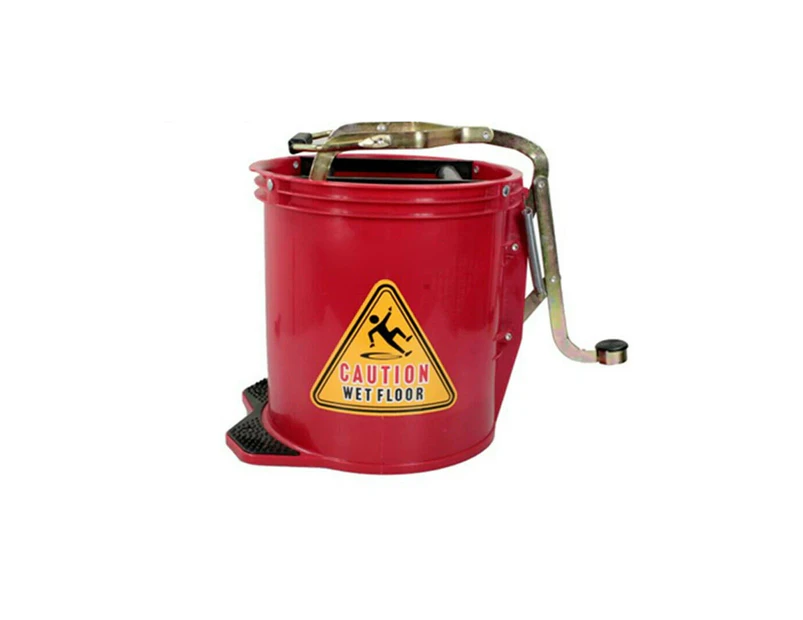 15L Mop Wringer Bucket Commercial Heavy Duty Buckets Home Cleaning - Red