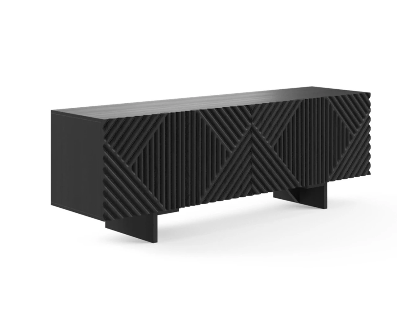 Madison TV Unit-Acacia Wood Black with Black Wirebrush Finish 4 Doors