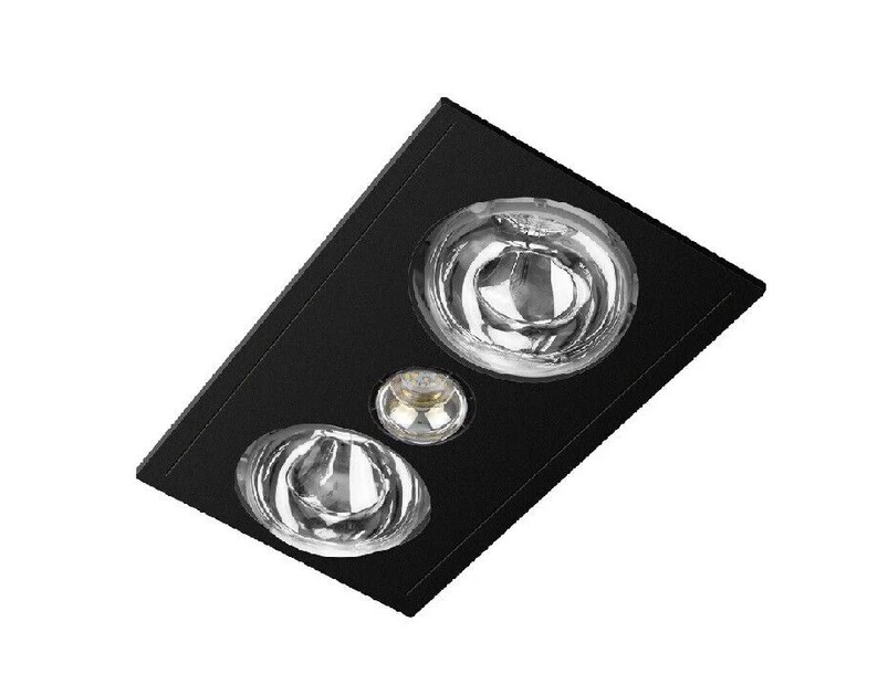 Heater Sunair Bathroom Exhaust Fan LED Downlight with 2 Heat Globes Black