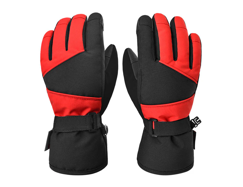 1 Pair Children Winter Thicken Ski Windproof Mittens Adjustable Cycling Gloves - S/M Black   Red