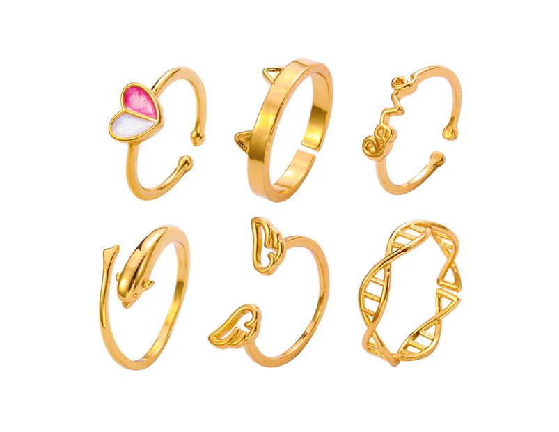 6Pcs Stylish Party Toe Rings Ladies Adjustable Bright - A