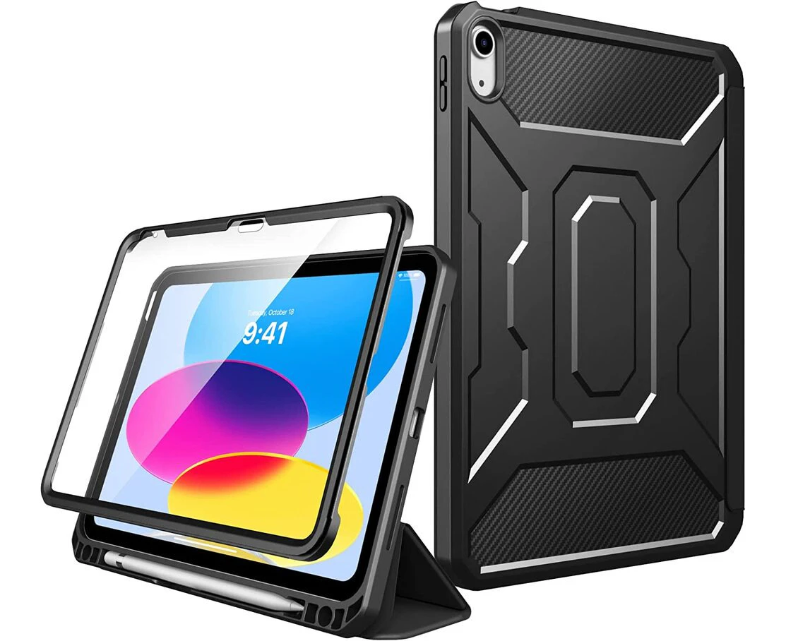 MOKO iPad 10.9 2022 Case, Genuine MOKO Full Body 360 Rugged Trifold Cover for Apple - Black