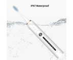 Ultrasonic Sonic Electric Toothbrush USB Charger Smart Teeth Tooth Brush for Adults Whitening IPX7 Waterproof - White