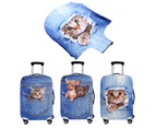 22-24 Inch 3D Printed Luggage Cover Ripped Cat Pattern Stretchy Suitcase Cover Zipper Travel Luggage Cover