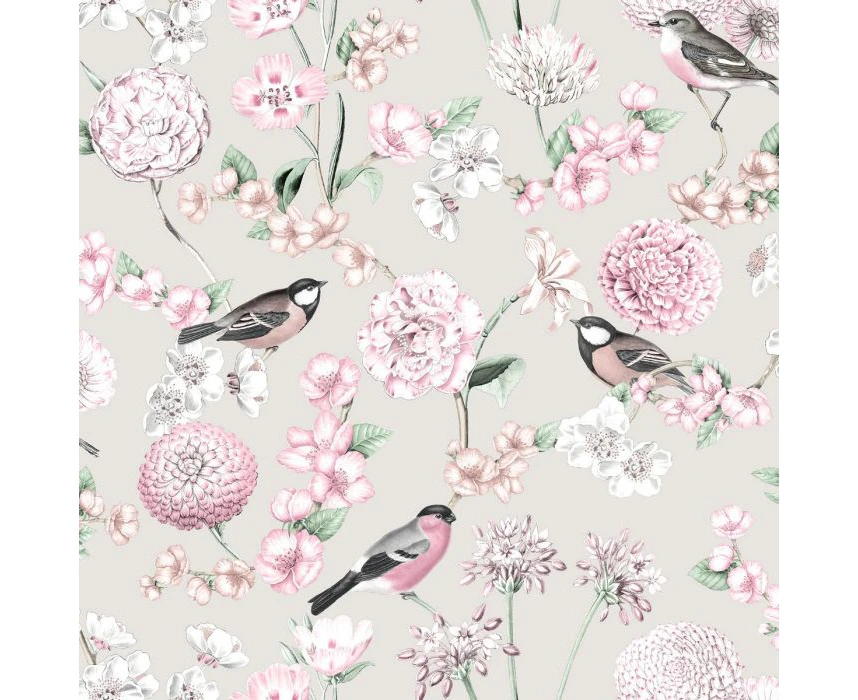 Debona Limoges Floral Bird Wallpaper Pearl