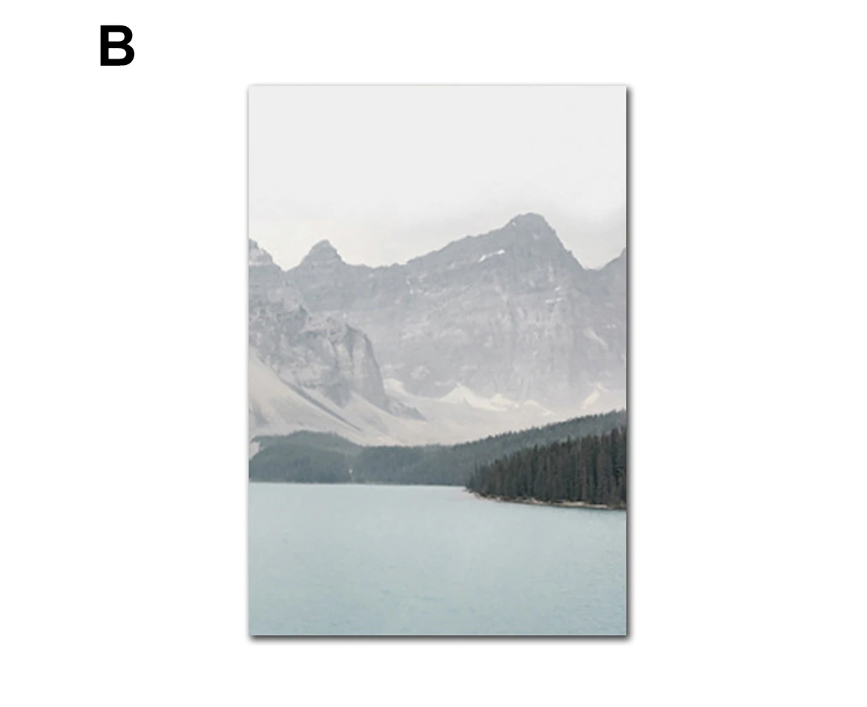 Mountain Lake Scenery Canvas Painting Living Room Wall Art Picture Poster Decor-B 13x18cm unique value